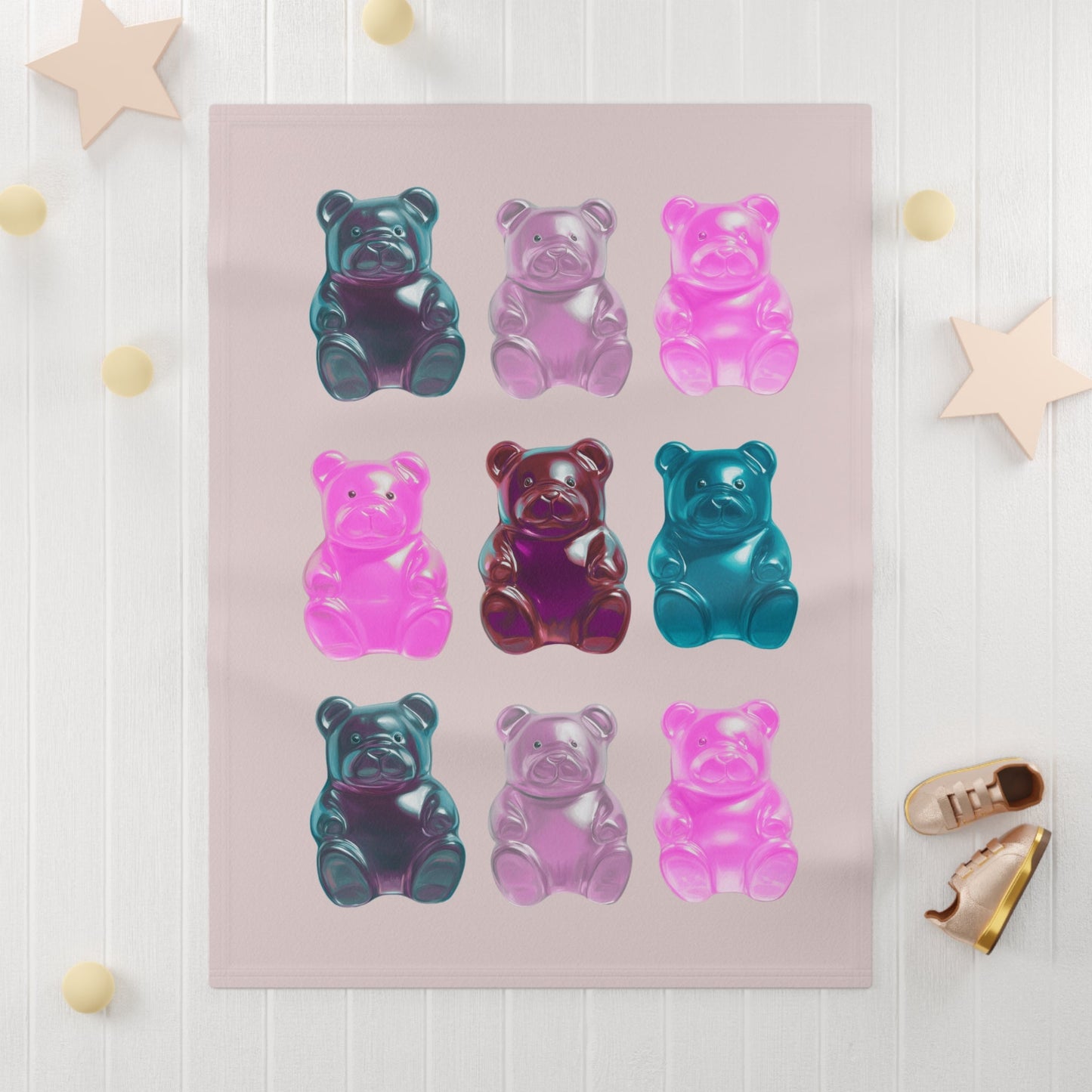 Pink Fleece Baby Blanket for Soft Gummy Bear Comfort