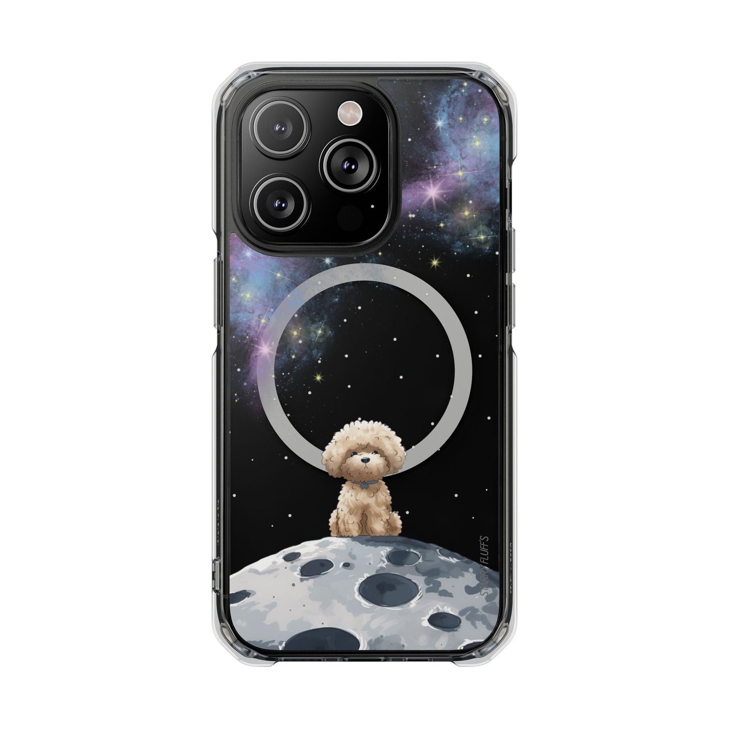Pookie the Poodle in Space - Magnetic Clear Case for iPhone Models by Starry Fluff