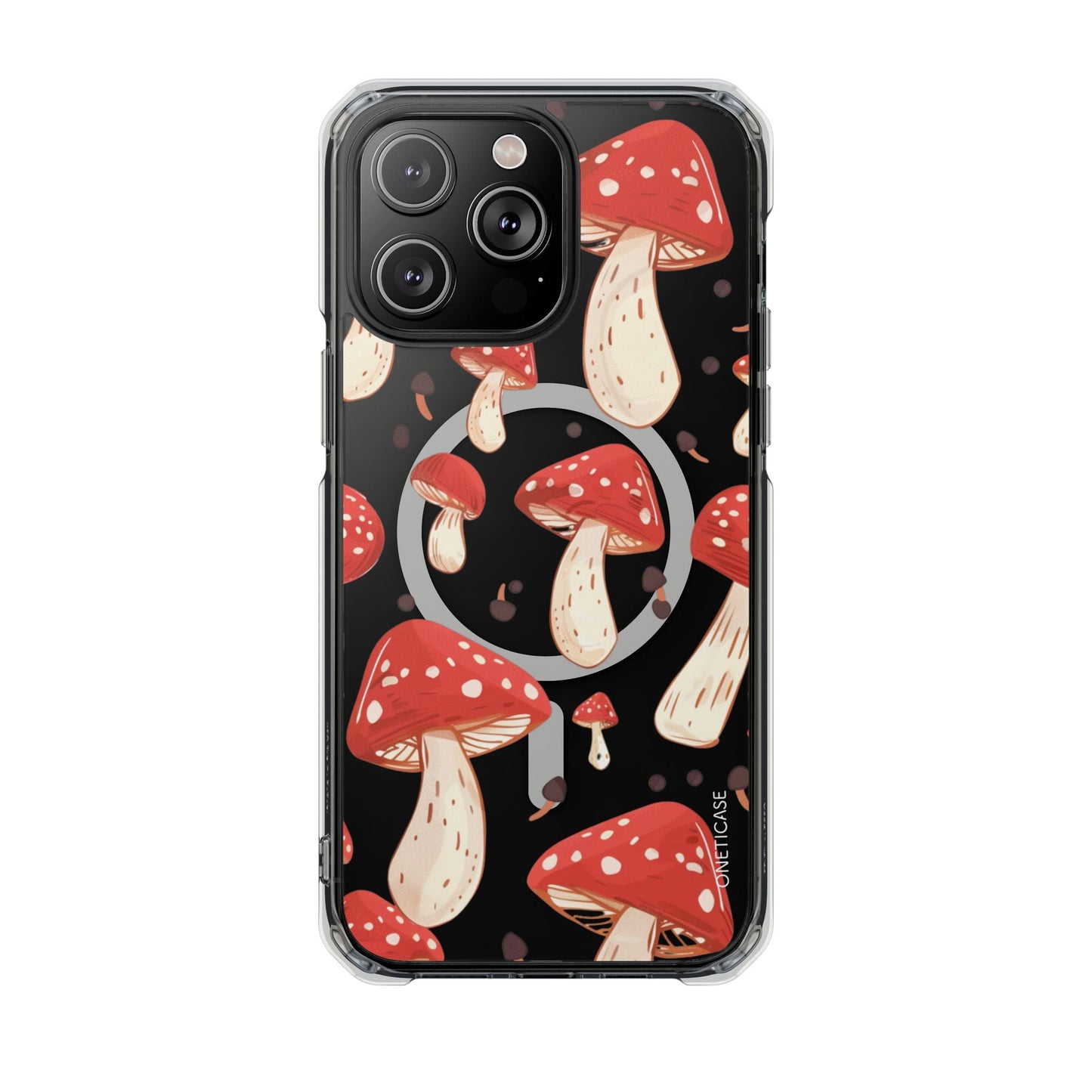 Magnetic Clear Case for iPhone Series - Red Mushroom Design