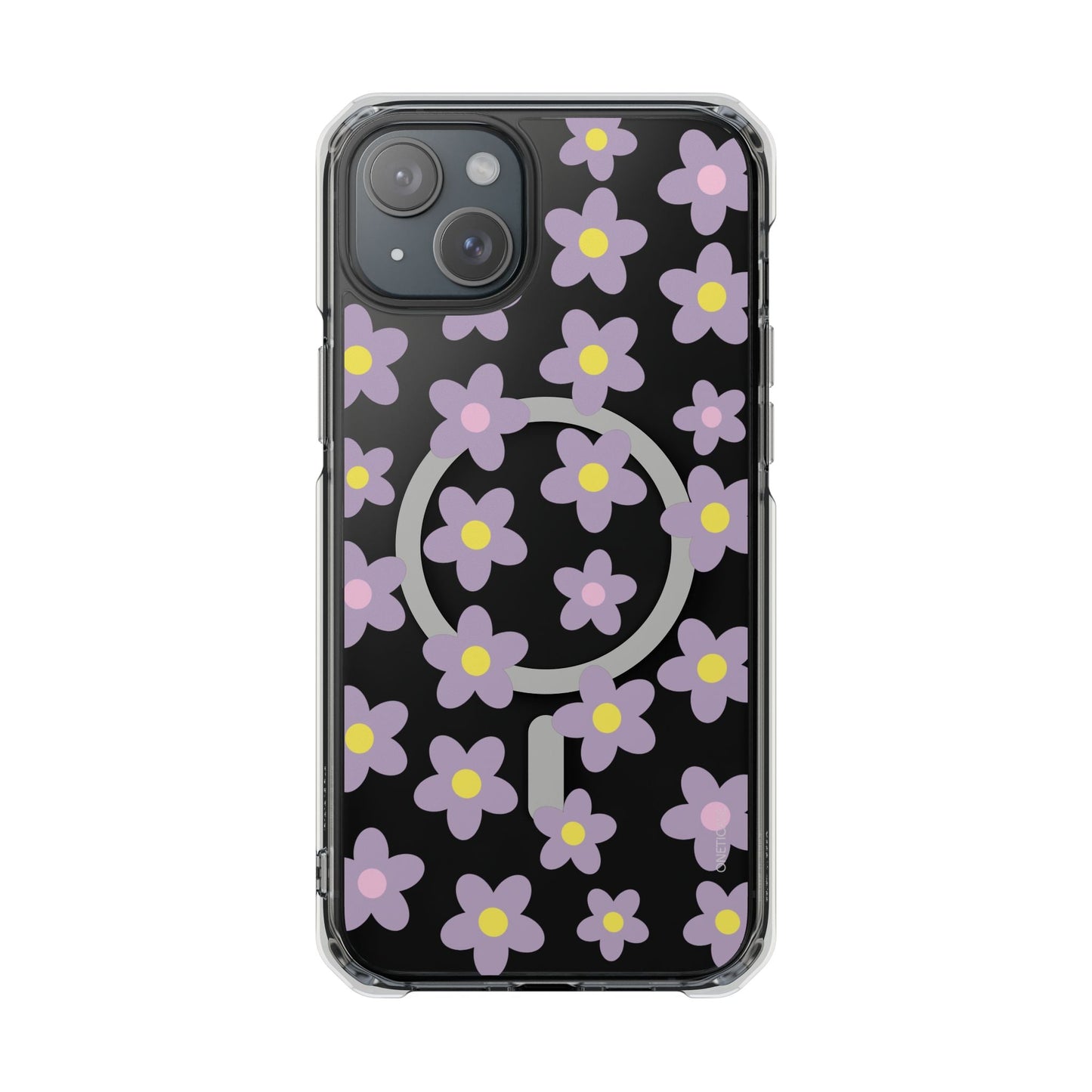 Magnetic Clear Case for iPhone Series with Purple Daisy Design