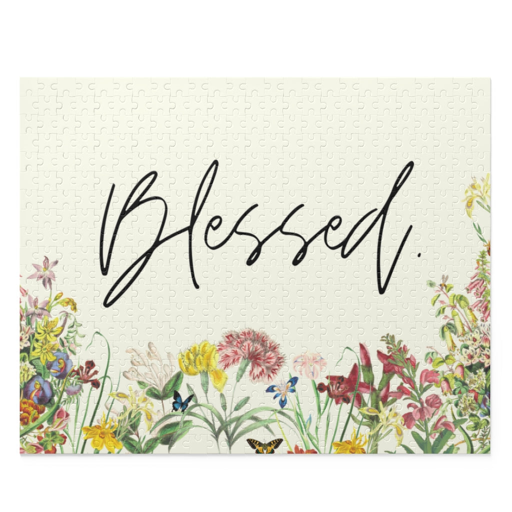Floral 500-Piece Jigsaw Puzzle with Inspirational Saying
