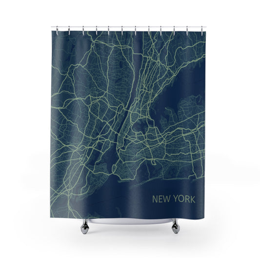 Shower Curtain Featuring a Map of New York City