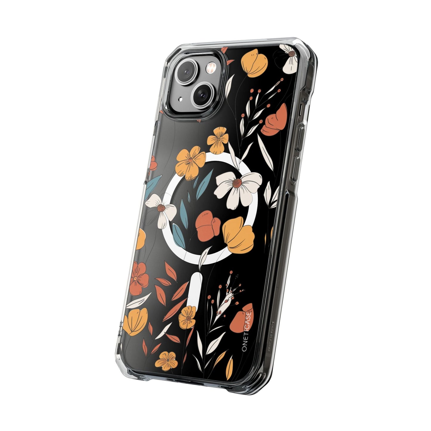 Magnetic Clear Case with a Rustic Floral Design for iPhone Models