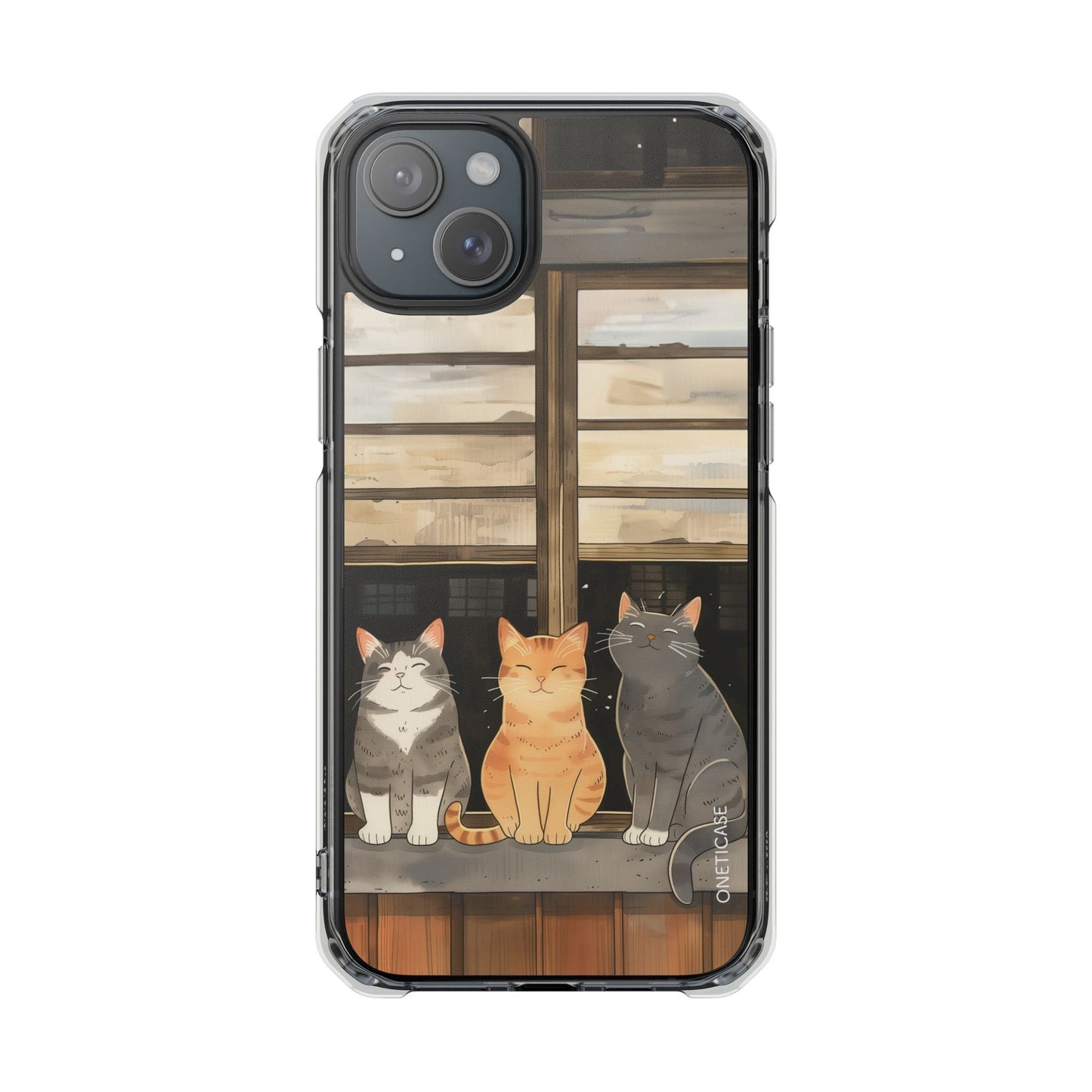 Magnetic Clear Case for iPhone Series - Cat Lovers' Chilling Edition