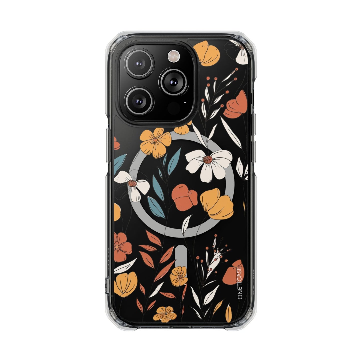 Magnetic Clear Case with a Rustic Floral Design for iPhone Models