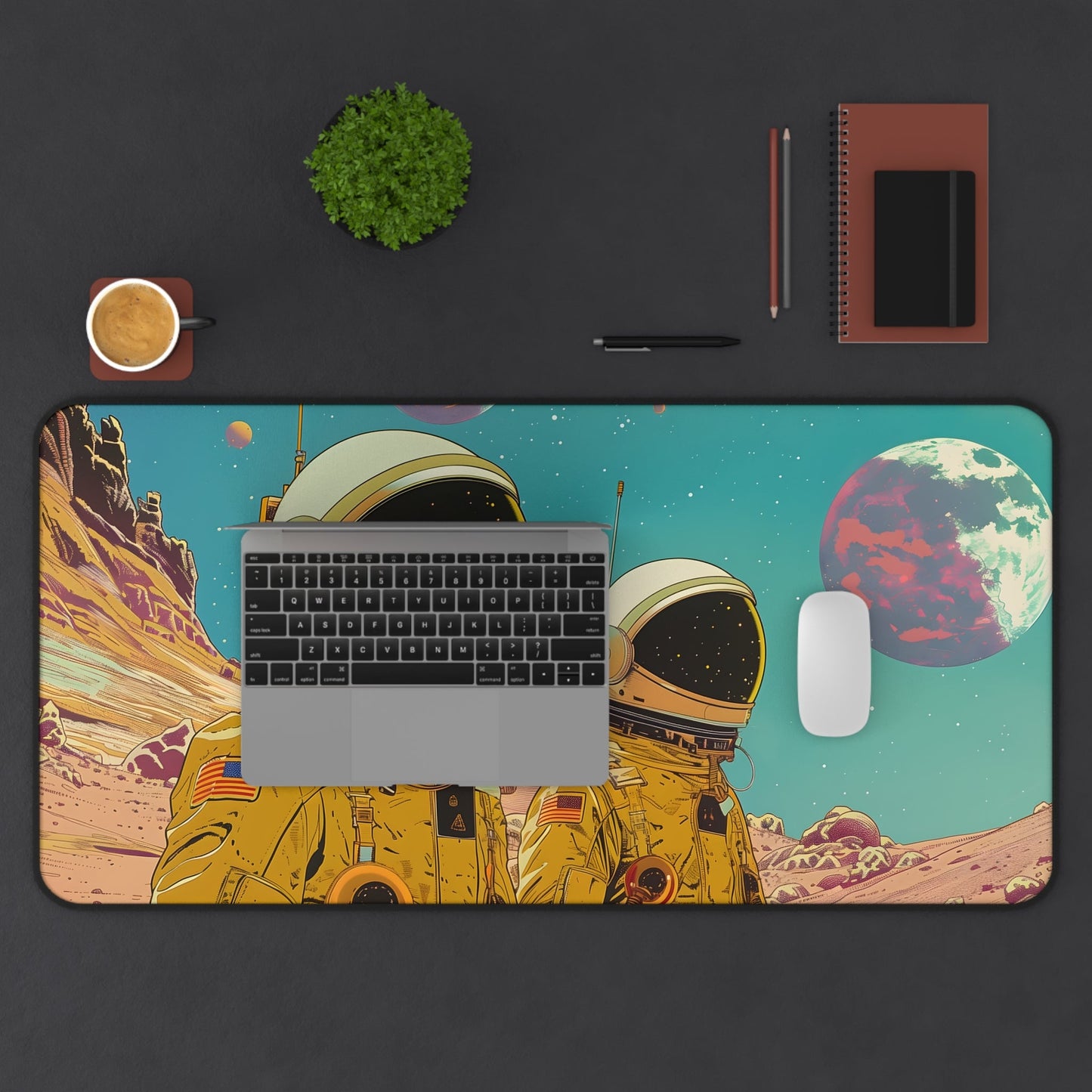 Large Mouse Pad with Retro Space Explorers - Available in 2 Sizes