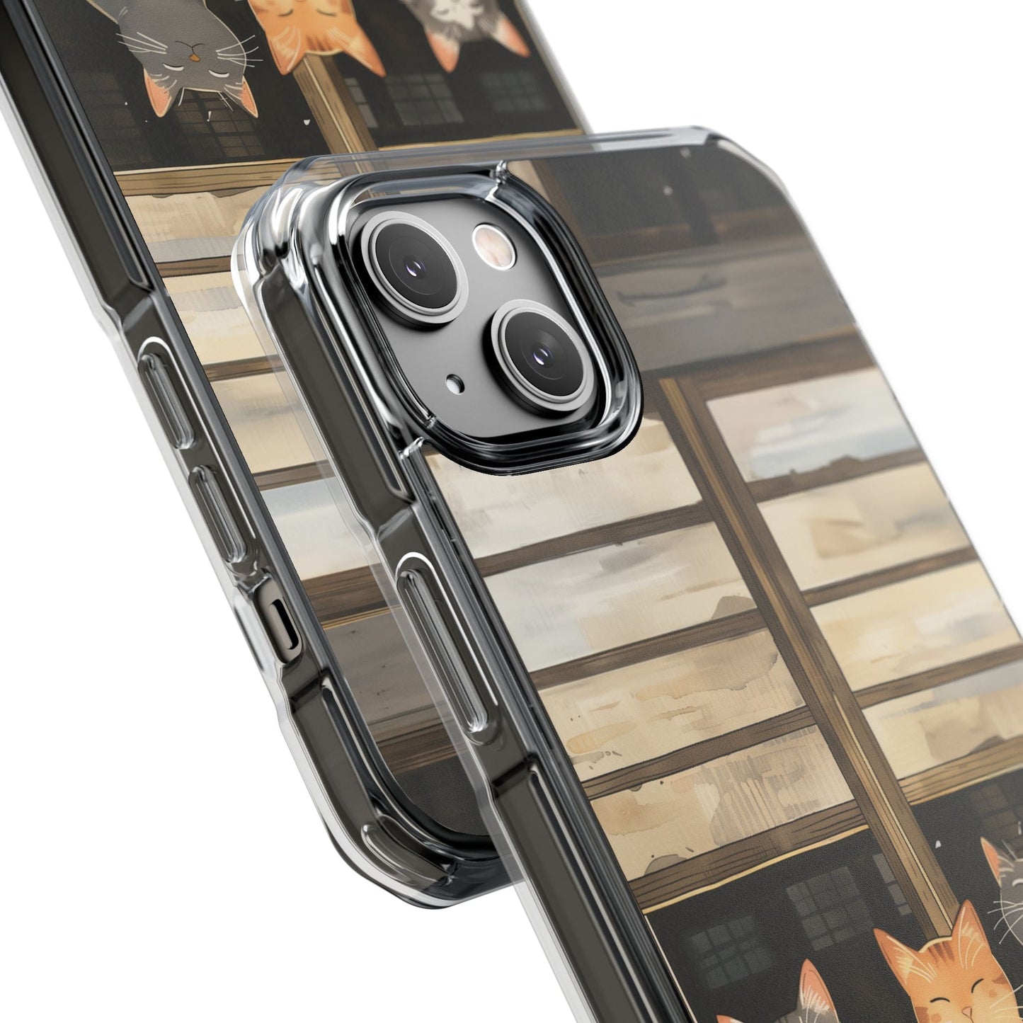 Magnetic Clear Case for iPhone Series - Cat Lovers' Chilling Edition
