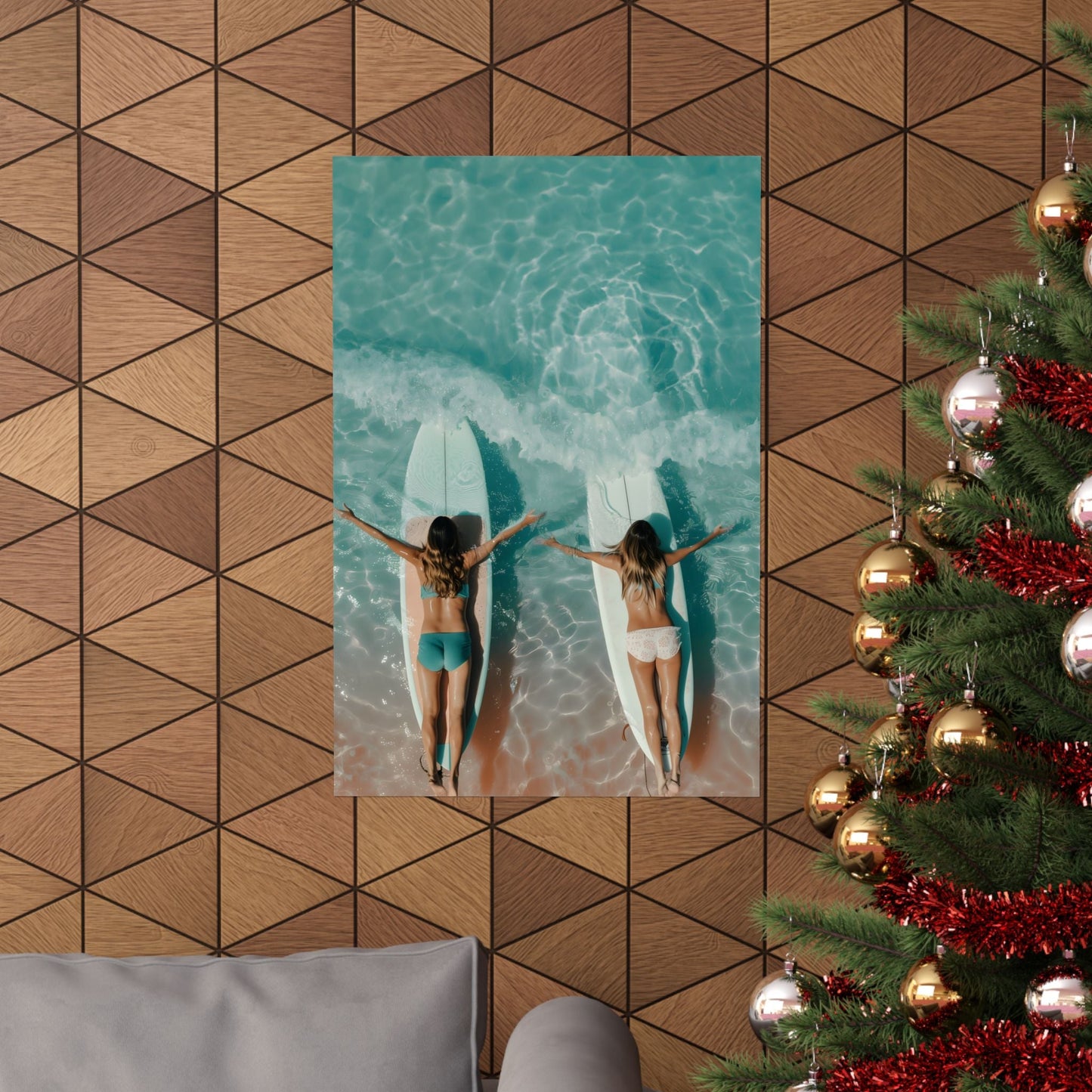 Beach Poster Featuring Female Surfers