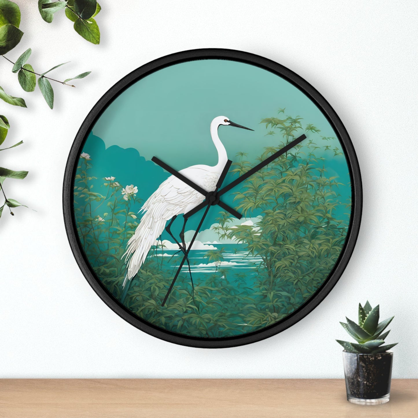 Japanese Crane Art Wall Timepiece