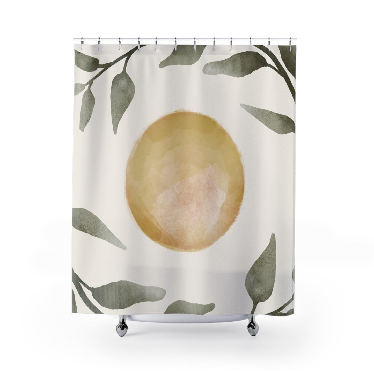 Shower Curtain with Sun and Foliage Design