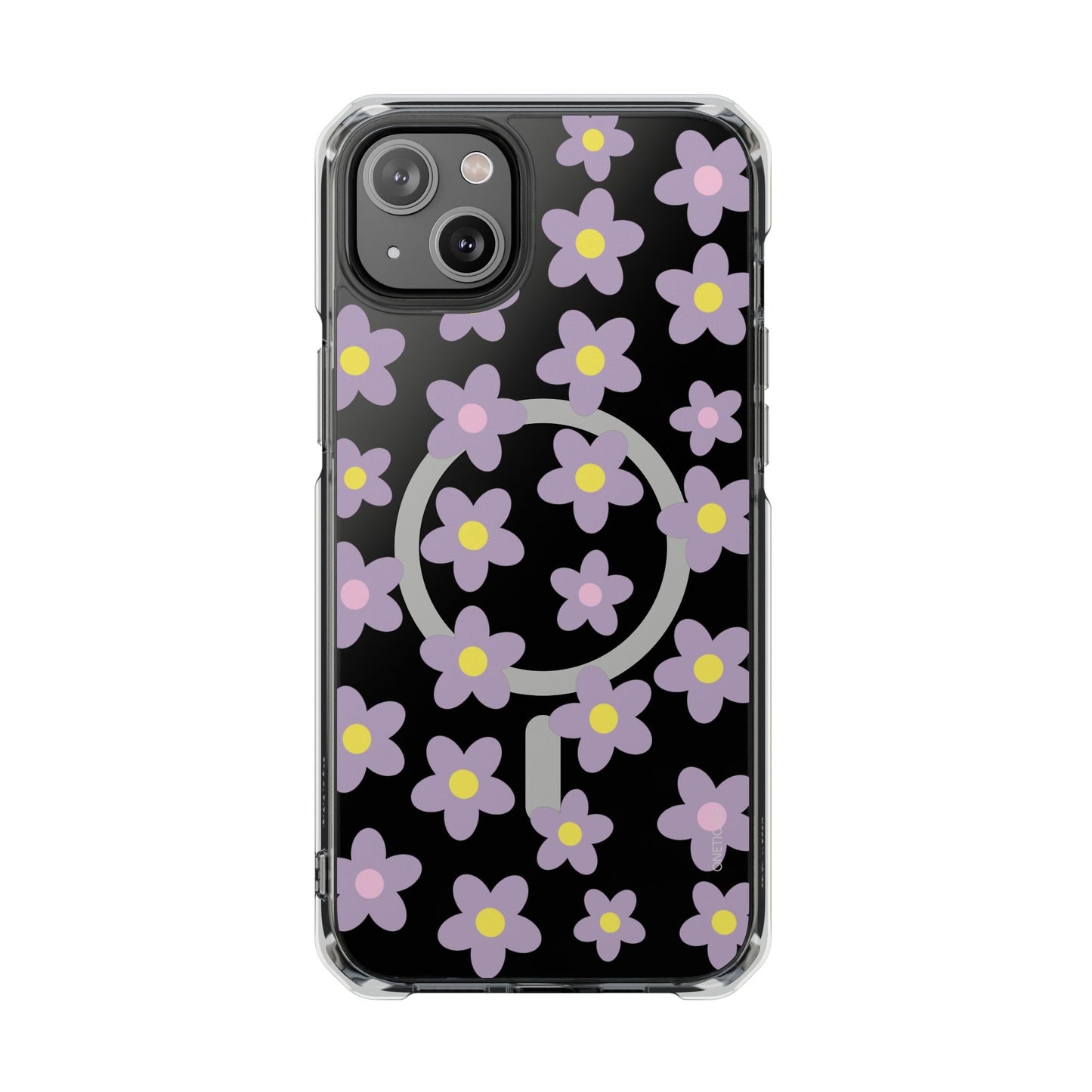 Magnetic Clear Case for iPhone Series with Purple Daisy Design