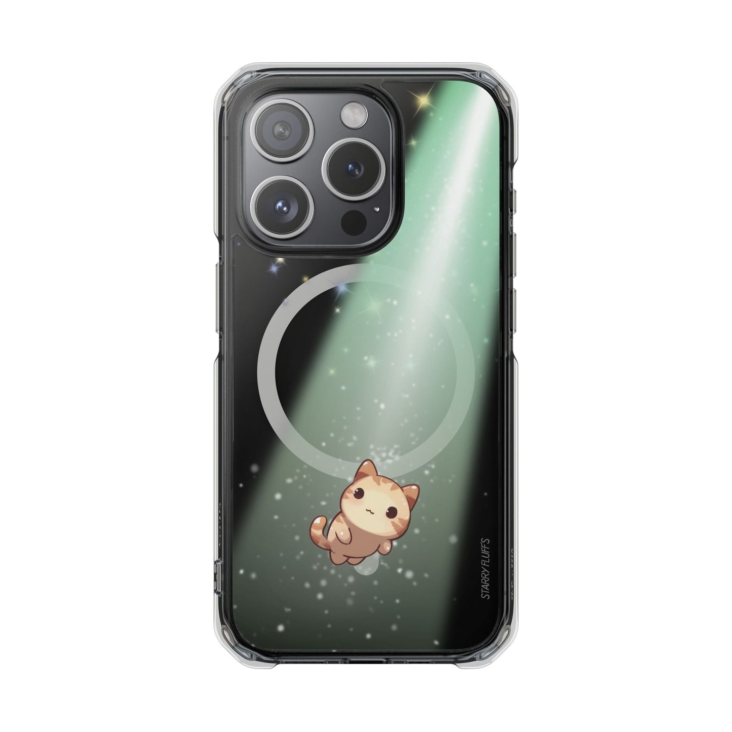Cosmic Cat Magnetic Clear Case for iPhone by Starry Fluff