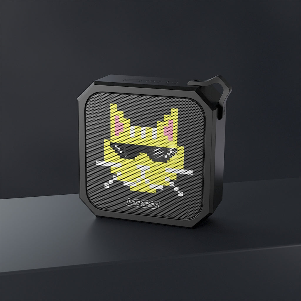 Pixelated Feline Ninja Bluetooth Speaker with Shades and Water-resistant Design