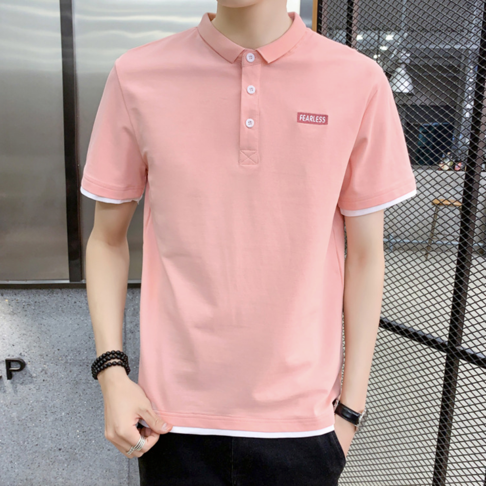 Layered Look Polo Shirt for Men with Short Sleeves