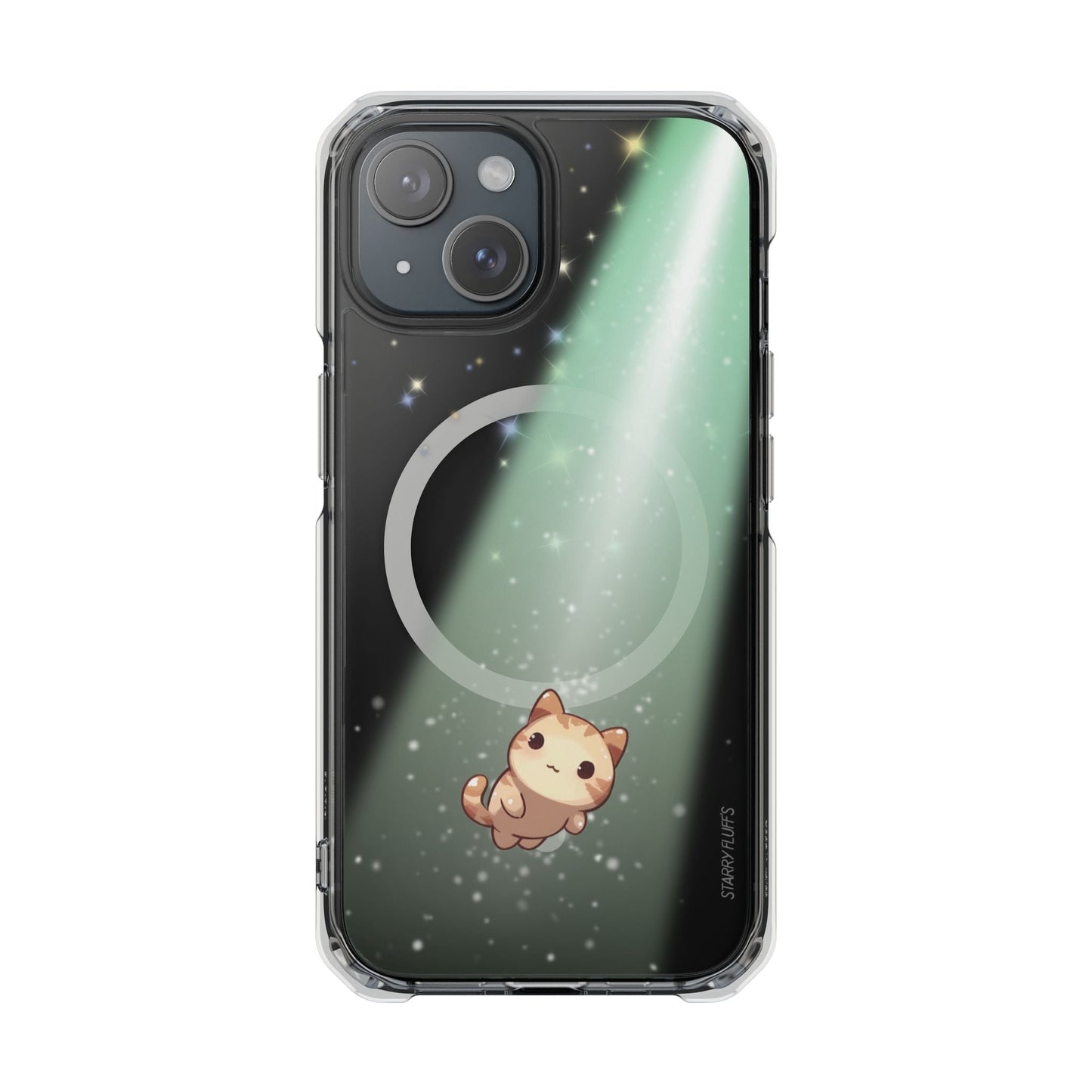 Cosmic Cat Magnetic Clear Case for iPhone by Starry Fluff