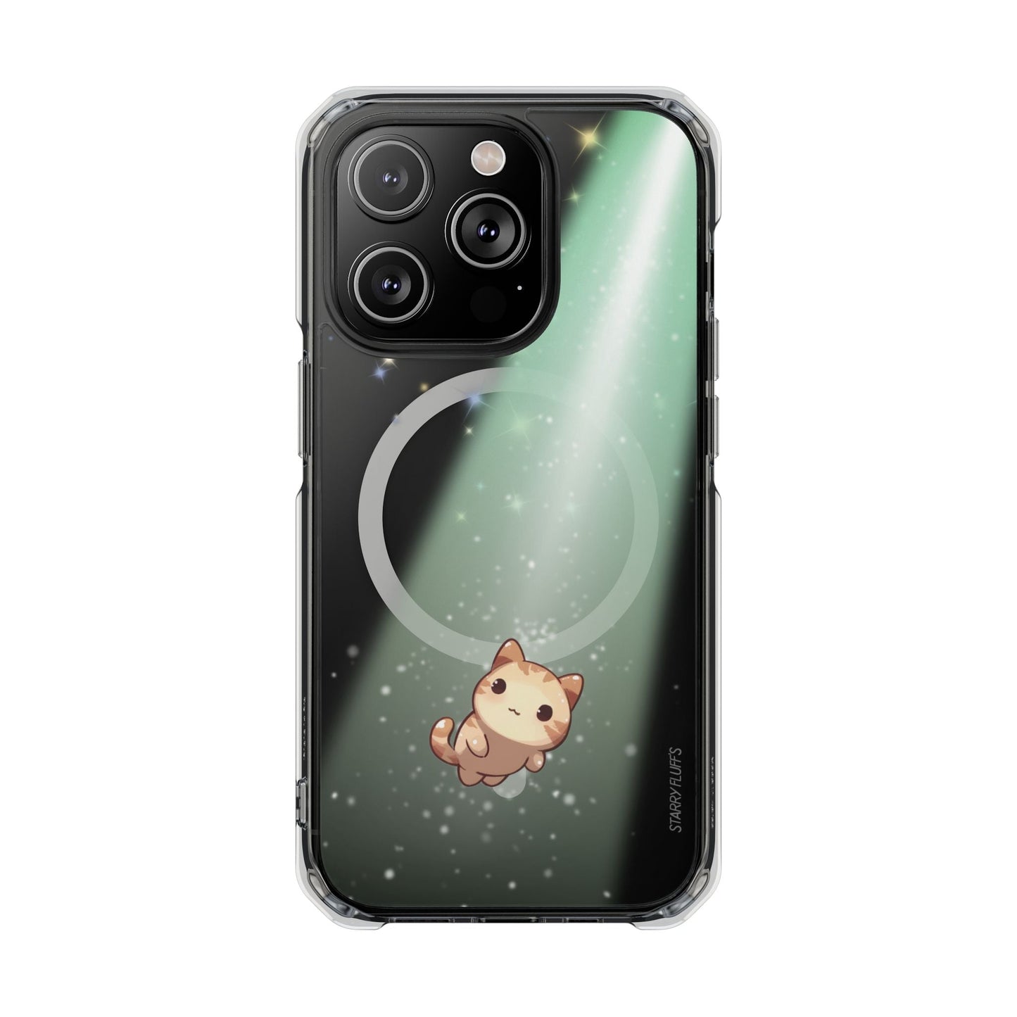 Cosmic Cat Magnetic Clear Case for iPhone by Starry Fluff