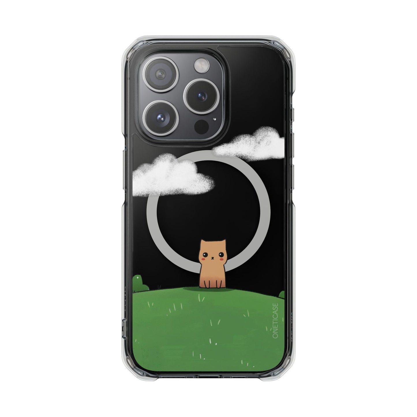 Magnetic Clear iPhone Case with Cat Design for Outdoor Enthusiasts