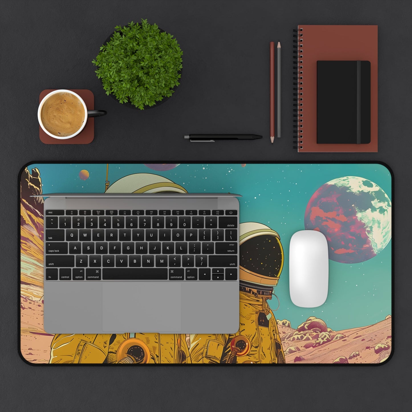 Large Mouse Pad with Retro Space Explorers - Available in 2 Sizes