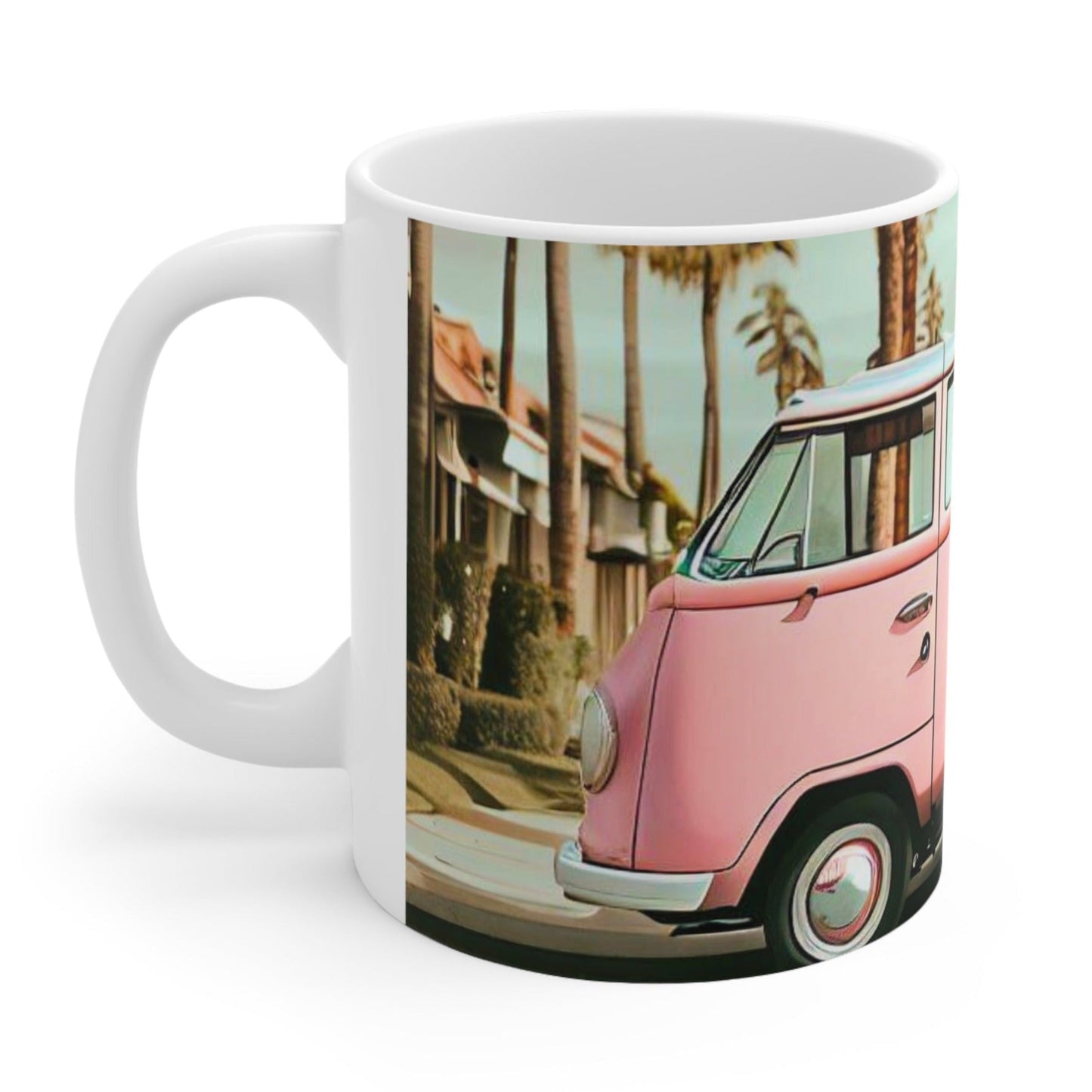 Pink Vintage Van Mug for Coffee and Tea