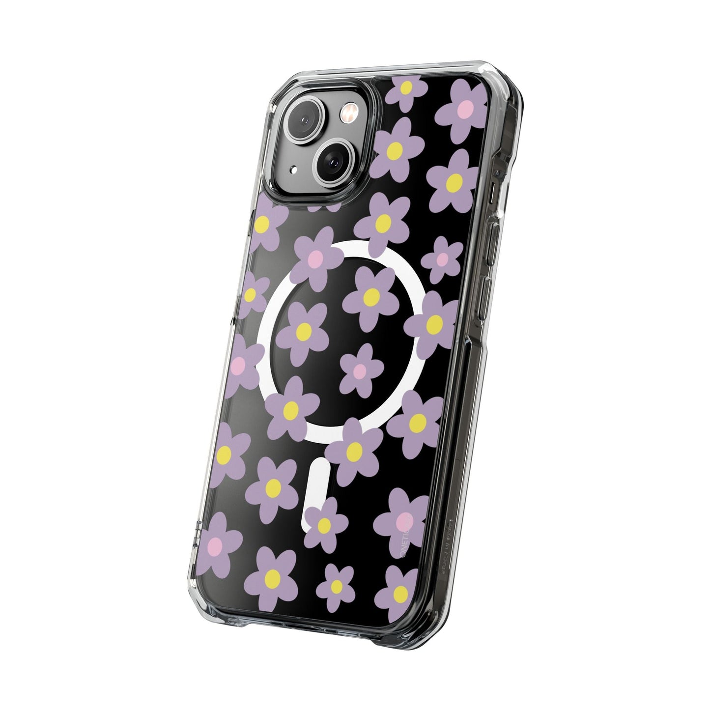 Magnetic Clear Case for iPhone Series with Purple Daisy Design
