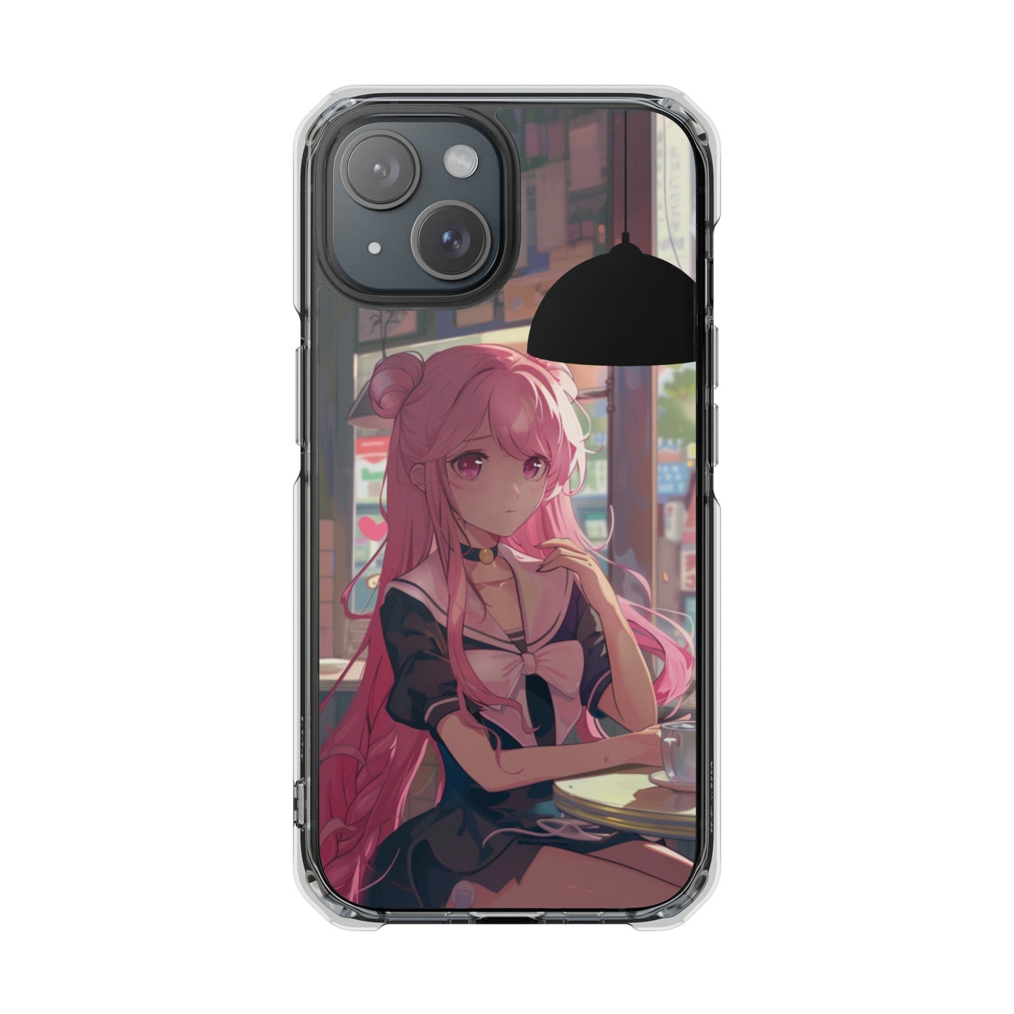 Chill Anime Girl Magnetic iPhone Case for Cafe Vibes