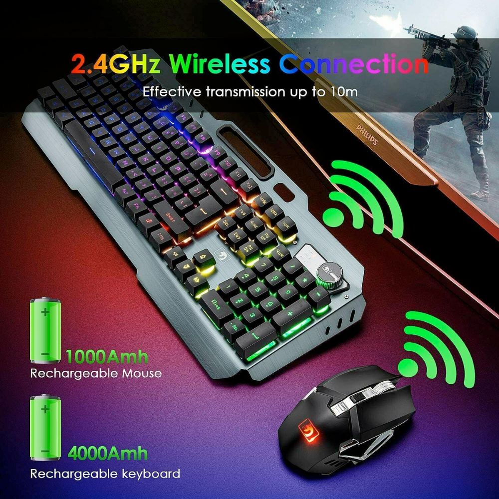 Professional Metal Gaming Keyboard and Mouse Set with Wireless Connectivity - Ninja Dragon Edition