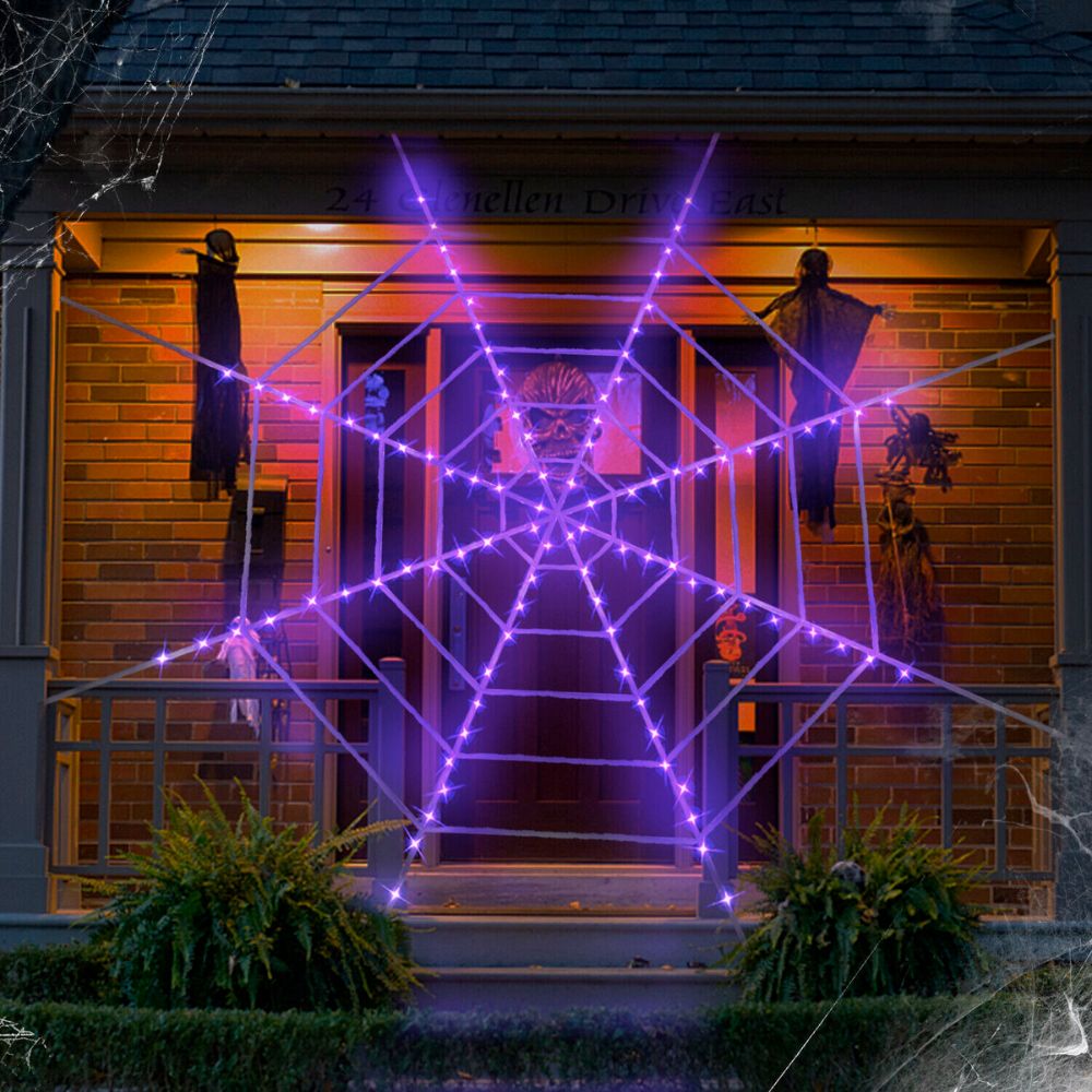 Huge Illuminated Halloween Cobweb Decorative Prop