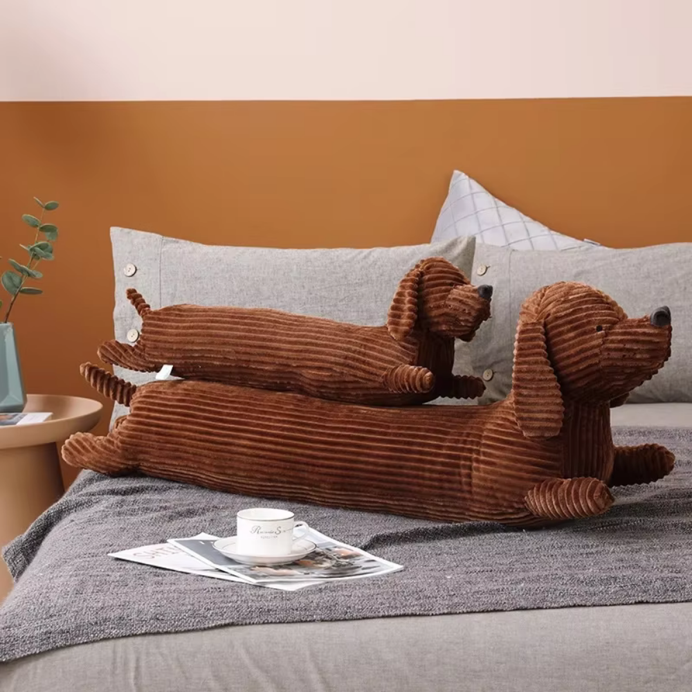 Plush Pillow Featuring a Cartoon Dachshund