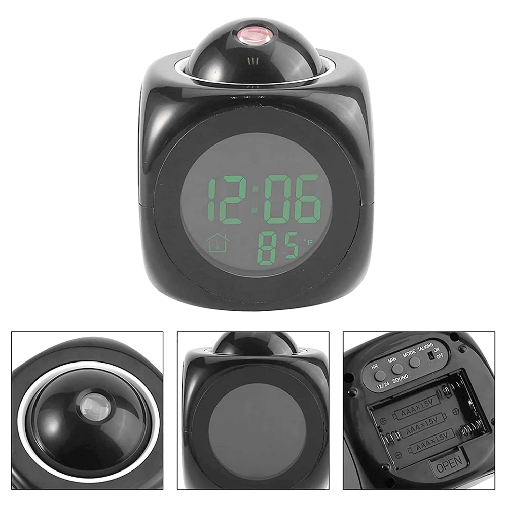 Digital Projection Alarm Clock with Temperature Display