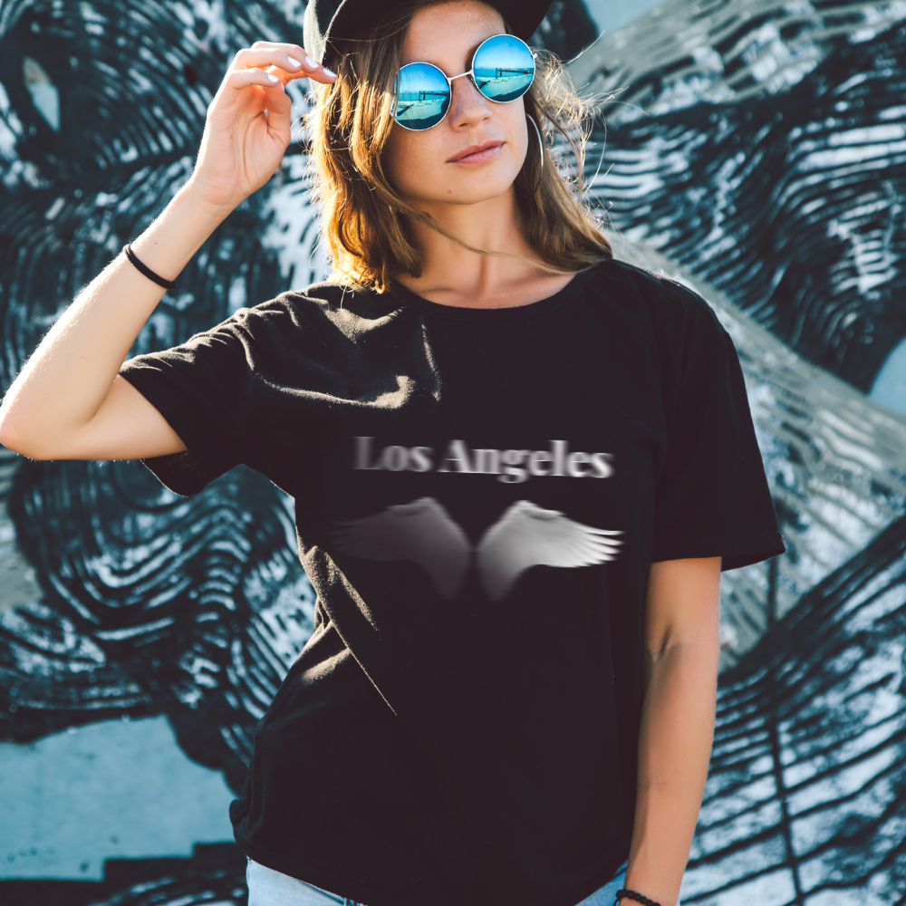Los Angeles T-Shirt with Winged Logo Design