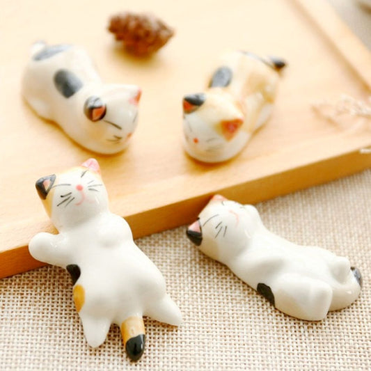 Porcelain Feline Chopstick Rests - Set of Holders