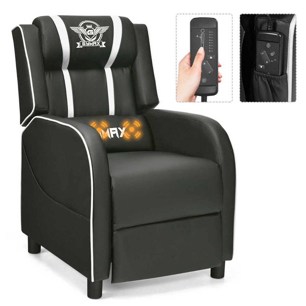 Massage Gaming Chair with Lumbar Support and Reclining Feature