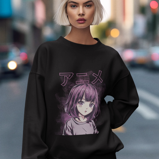 Anime Sweatshirt in Vibrant Purple