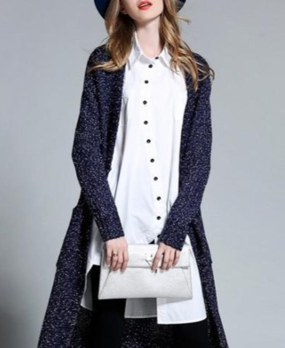 Navy Cardigan for Women - Mid-Length Stylish Outerwear