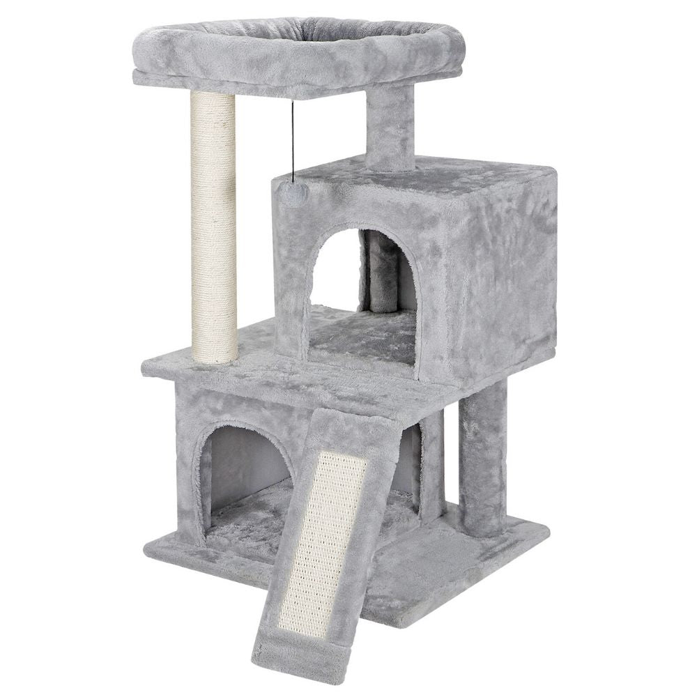 Scratching Post Cat Tree with Ramp and Elevated House