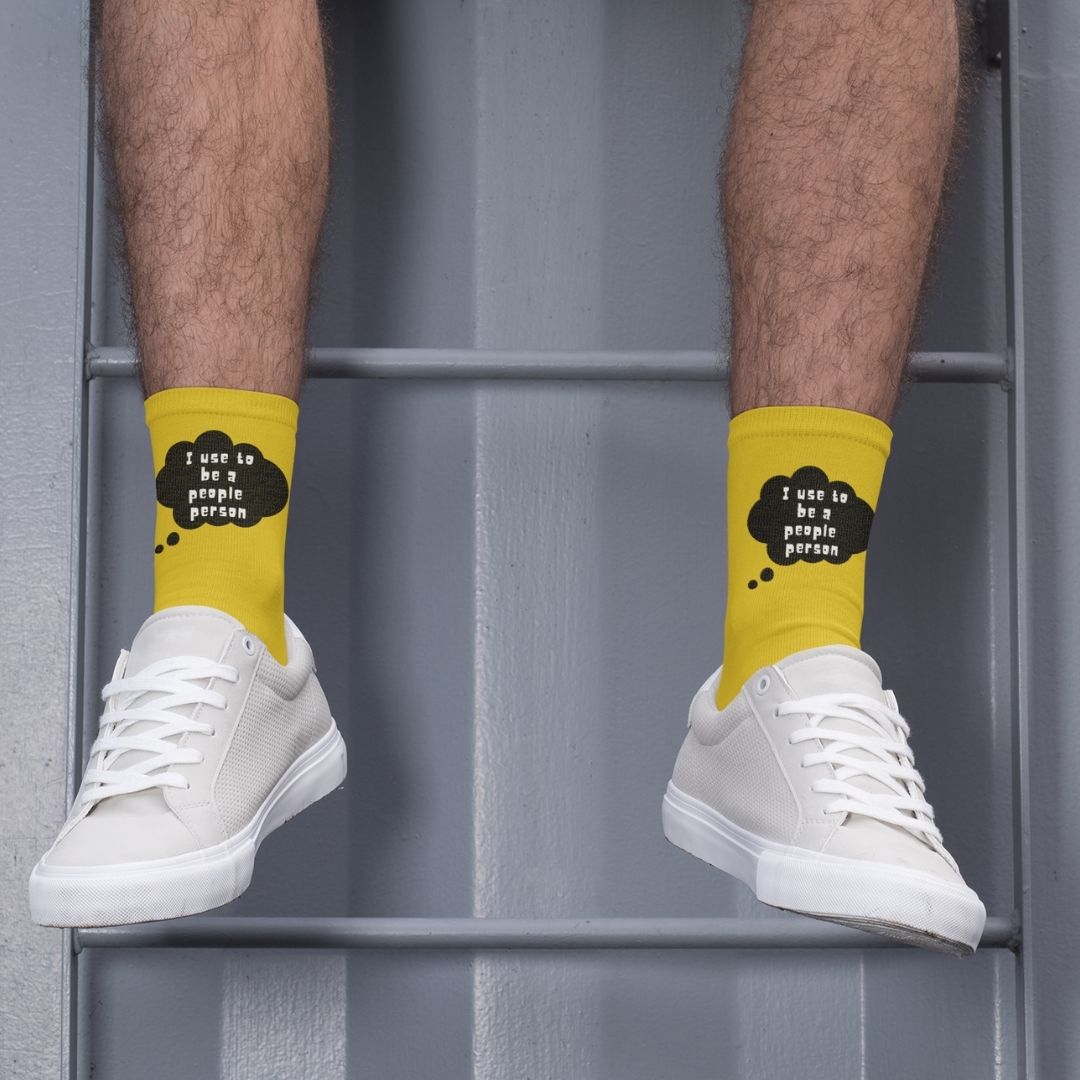 Funny Novelty Socks - Former Social Butterfly Design