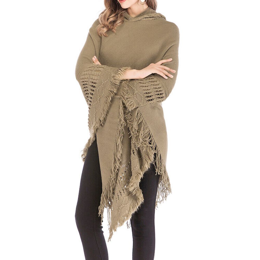 Women's Fringed Hooded Cape