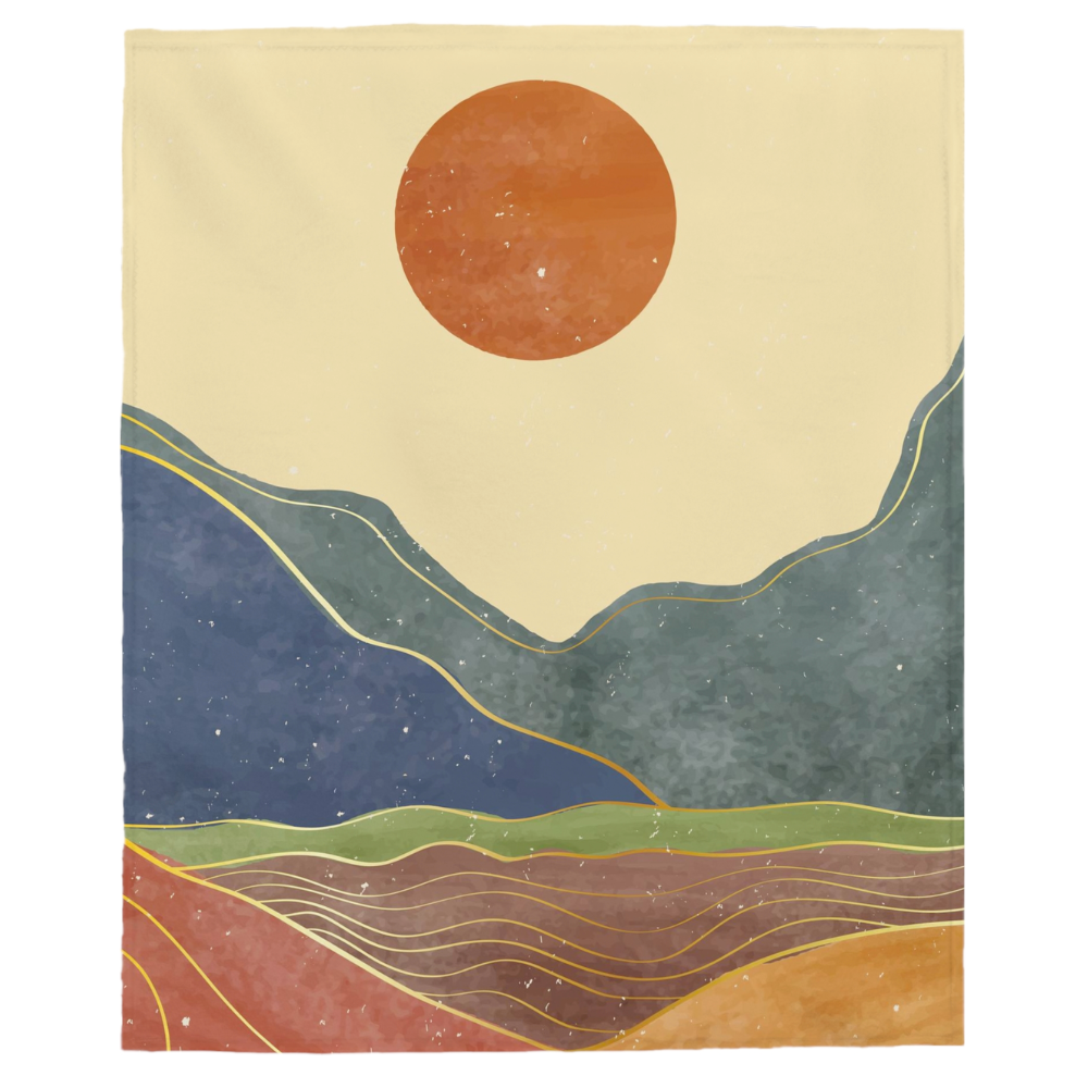 Plush Velveteen California Sun Throw Blanket