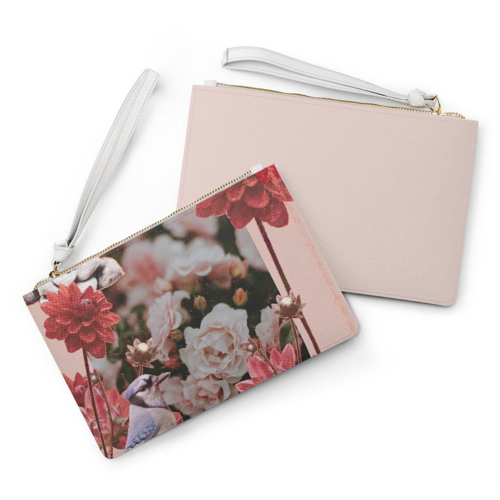 Floral Edgy Style Plant-Based Zippered Clutch Purse