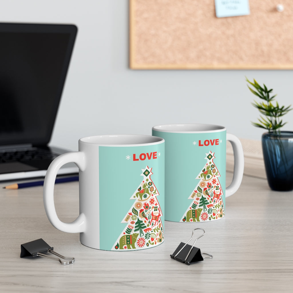 Love-Filled Ceramic Mug for Christmas Tree Lovers - 11oz
