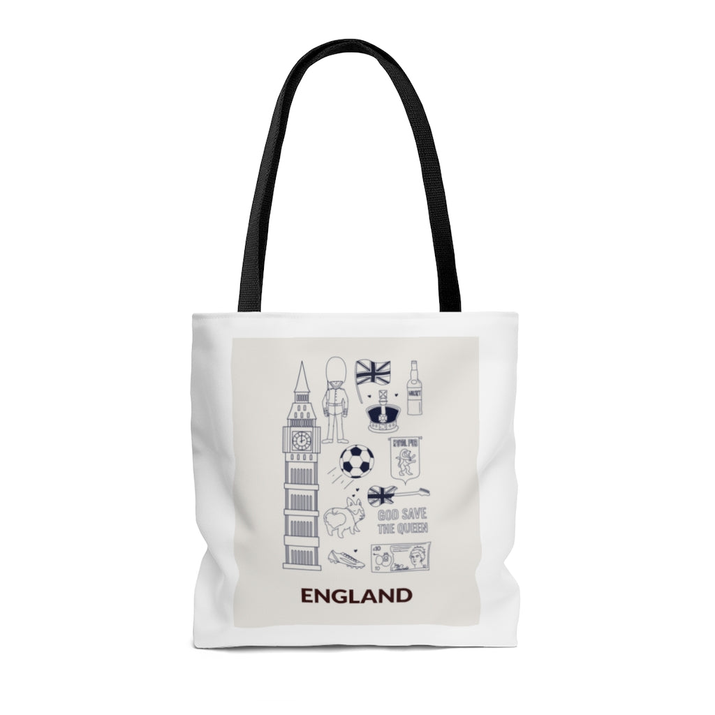 Everyday Shopper Tote Bag Medium Featuring Symbols of ENGLAND