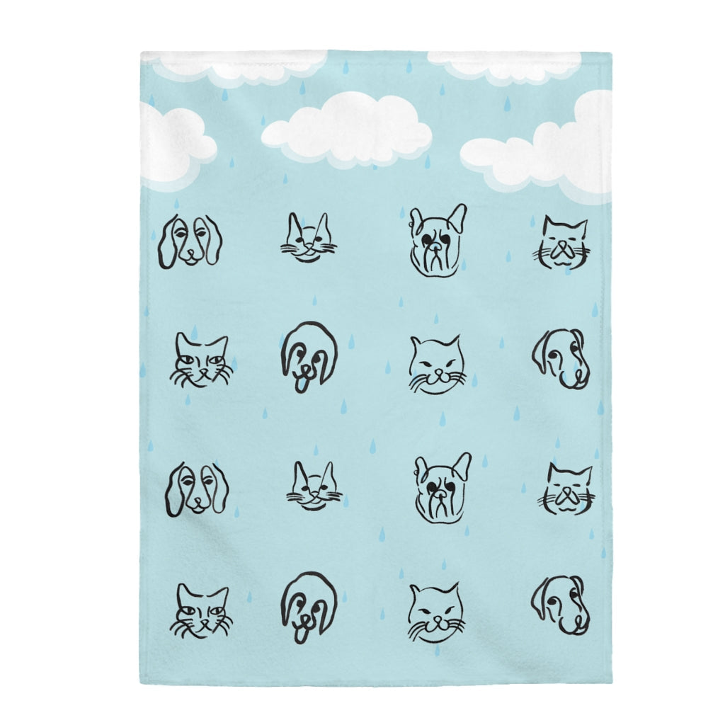Cats and Dogs Plush Throw Blanket - A Downpour of Furry Friends