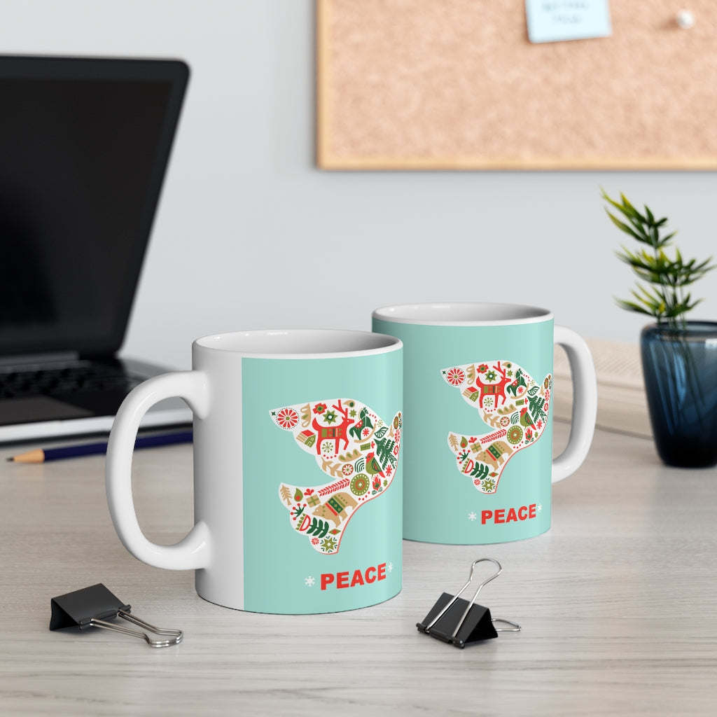 11oz Ceramic Mug - Dove of Peace for the Holiday Season