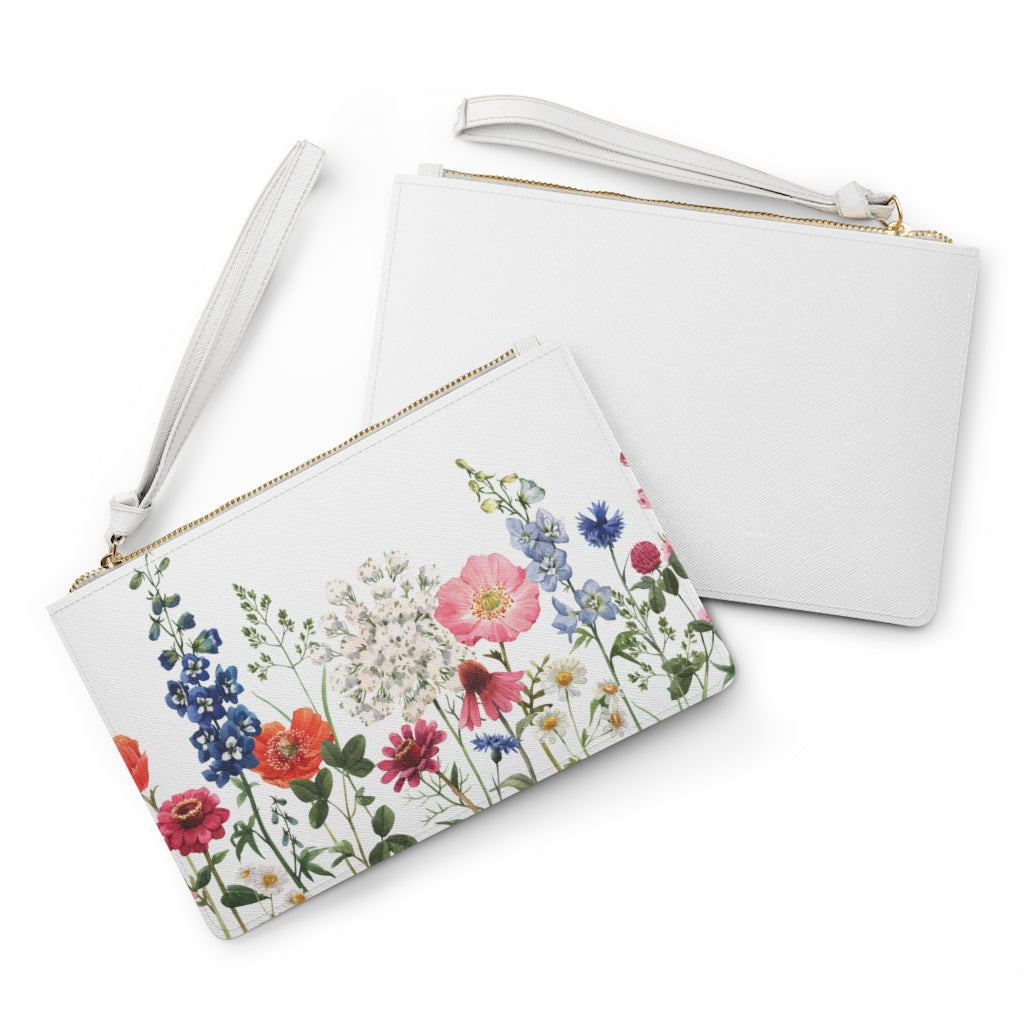 Zipped Clutch Bag with a Floral Design