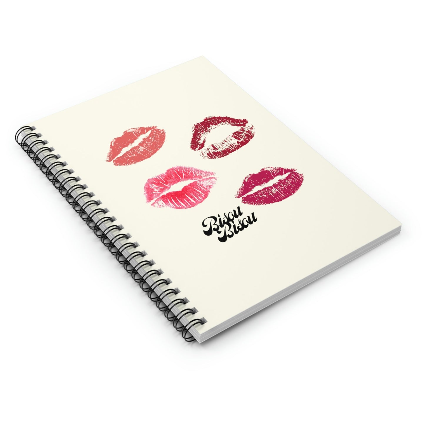 Spiral Notebook with Bisou Bisou Kisses Design