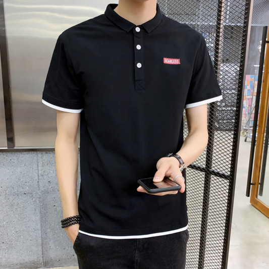 Layered Look Polo Shirt for Men with Short Sleeves