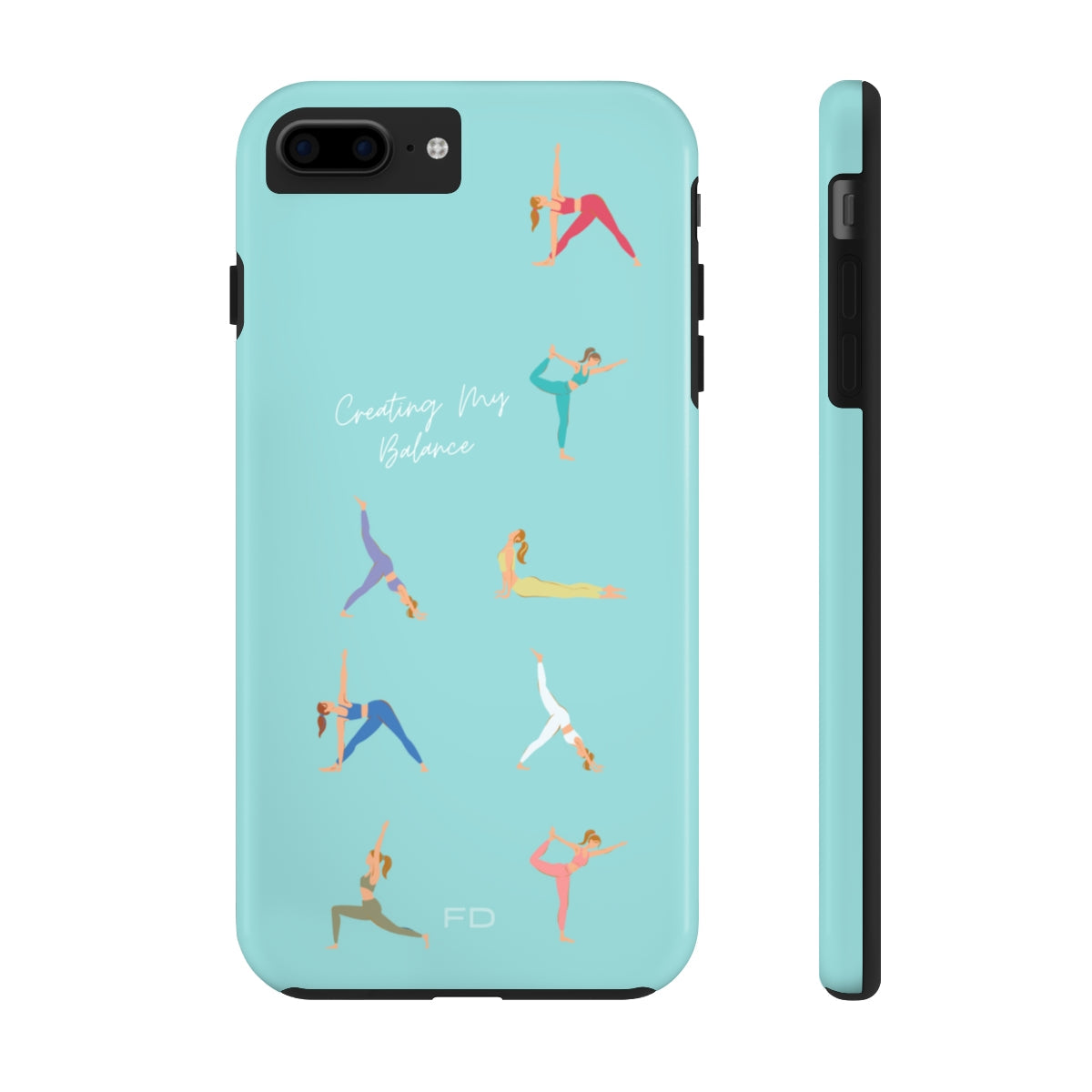 Blue iPhone Tough Case with Wireless Charging for Yoga Enthusiasts