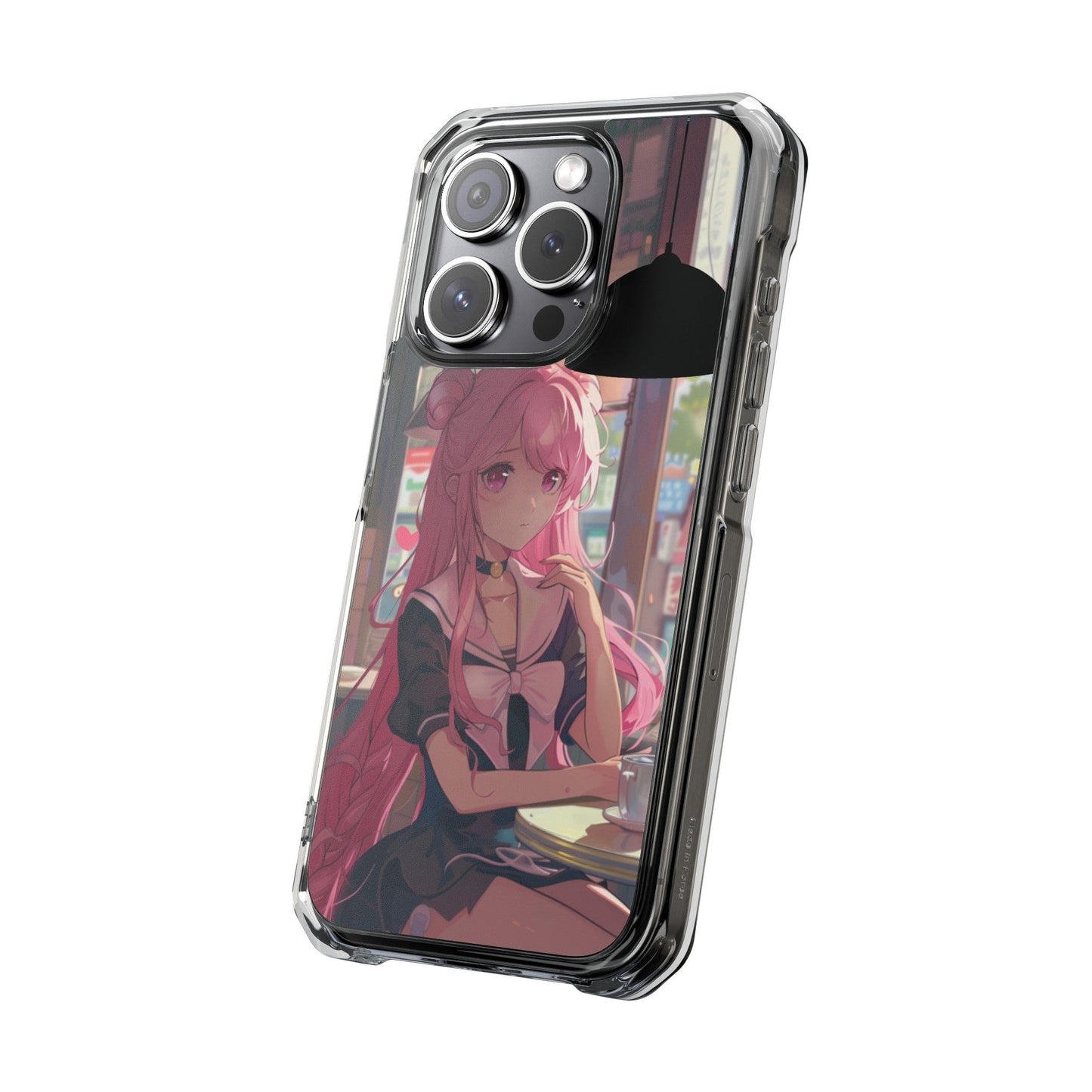 Chill Anime Girl Magnetic iPhone Case for Cafe Vibes