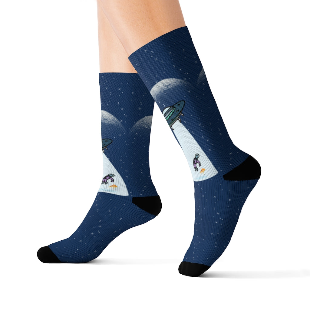 Pizza Extraterrestrial Adventure Novelty Socks