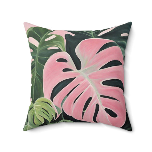 Pink Princess Philodendron Leaf Decorative Pillow - Available in 3 Sizes